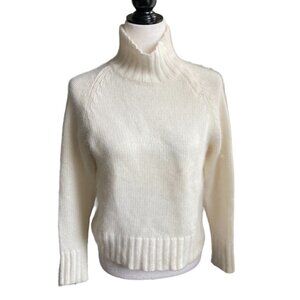 SARAH SPENCER Neutral Angora Lambswool Blend Fuzzy Knit Sweater US M